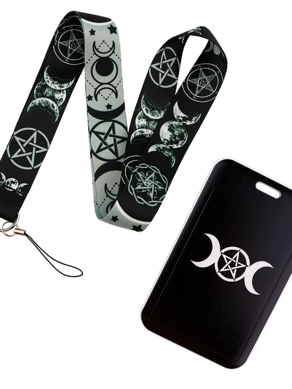 Cool Moon ID Lanyard Badge Holder for Women Men Key Card Holder Keychain Holder